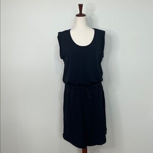 Lou  & Grey Drop Waist Blouson Dress Navy Blue Size Large EUC